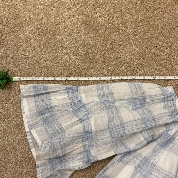 Abbeline Blue and White Checkered Off The Shoulder Top XS - Picture 10 of 13